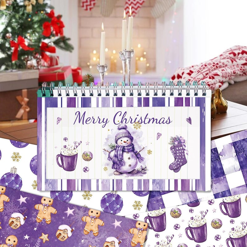 Feivando 24 Sheets Christmas Scrapbook Paper 12'' × 12'' Double-Sided Watercolor Xmas Purple Pattern Paper Decorative Art Cardstock for Holiday DIY Crafts Card Making Scrapbook Supplies - Image 4